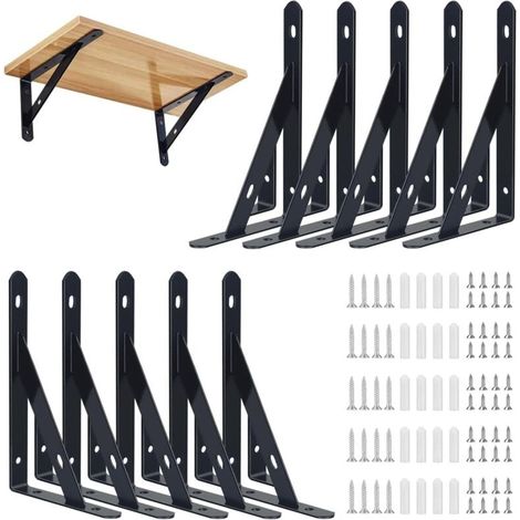 Juego de 10 soportes para estantes de montaje en pared, 95 x 150 mm, soporte flotante para estantes de montaje en pared (1/4)