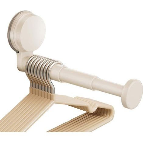 (White) Stackable clothes rack, 1 set of extendable hangers with self-adhesive suction cups (1/5)