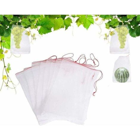100er-Packung Insektensichere Netzsäcke, Nylon-Gartenschutznetz, wiederverwendbare Obst- und Pflanzenschutzsäcke, vogelsichere Traubensäcke mit Kordelzug, 15 x 10 cm (1/5)