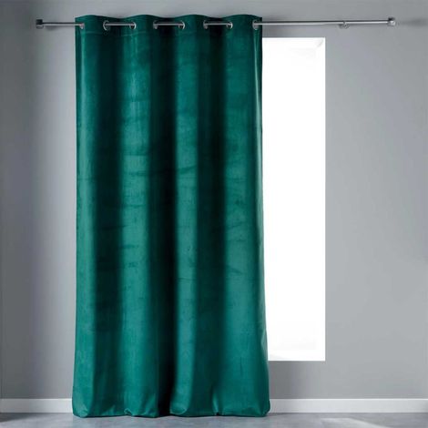 Rideau à Œillets "Velvetine" 140x240cm Bleu Pétrole (1/4)