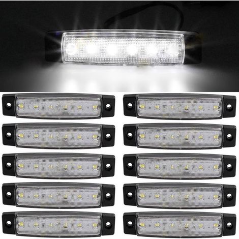 Lot de 10 feux de position latéraux à 6 LED de 9,7 cm (12 V) pour remorques de camions, feu de position jaune, feu de position arrière, feux de position pour cabine de camion, feux de position pour co (1/5)