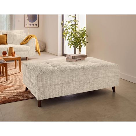 Lisa Design – Pouf en velours texturé beige – Dimensions 40x118x73 cm – Charge max 125 kg – Style contemporain pour salon (1/5)
