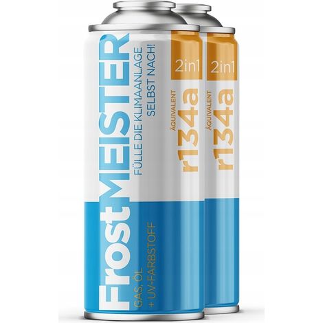 Additif carburant Frost Master 2w1 – 2x 400ml R134a – Installation rapide en 10 minutes – Compatible tous véhicules R134a (1995-2016)
