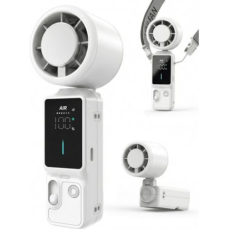 Ventilateur personnel portable rechargeable – Ventilateur portatif à 100 vitesses, pliable et portable pour l'extérieur (Blanc) (1/5)