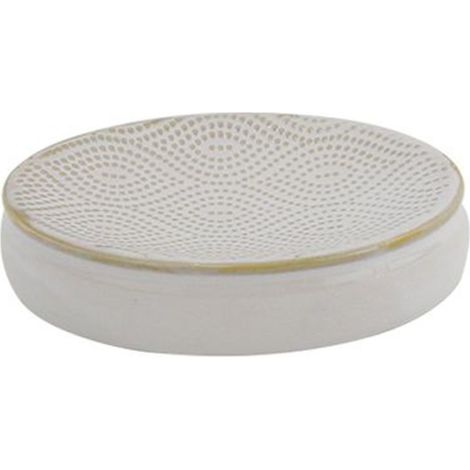 Plateau Porte Savon Meuble De Salle De Bain Blanc Design Ethnique Avec Bordure Dorée 87792