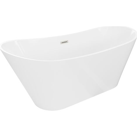 Mexen Dora baignoire autoportante 170 x 75 cm, blanche, trop-plein nickel brossé - 52071707500-97 (1/3)