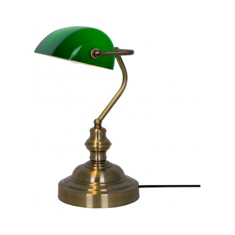 Zumaline EDES Lampada da tavolo Bankers, ottone antico, verde, 1x E27 (1/2)
