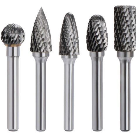 Tungsten Carbide Rotary Burr - Double Cut - 6mm Shank - 10mm Head - Drill Sander Tool 5 Pieces (1/5)