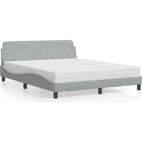 Lit double Lit adulte Cadre de lit Dover gris clair 160x200 cm velours (1/5)