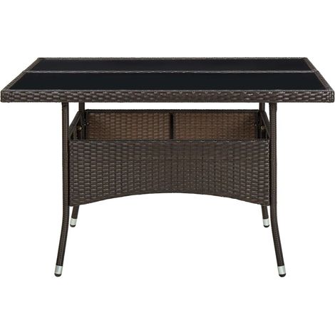 Maison Exclusive - Garten-Esstisch Braun Poly Rattan und Glas