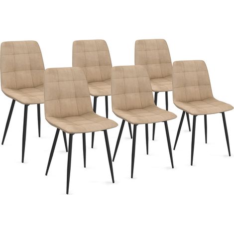 Set di 6 sedie da pranzo MILA in velluto color tortora