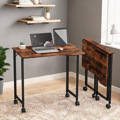 Bureau pliable sur roulettes en MDF 80 x 52 x 75 cm (1/5)