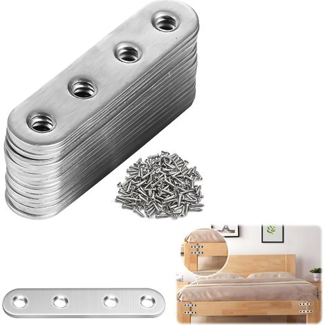 (32 Pièces)Equerre Plate Fixation Inox, Renfort Plat de Meuble avec  pour Réparation Connexion Fixations Meubles ( 77x16mm) (1/5)