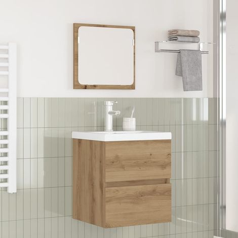 vidaXL Set di mobili per il bagno 3 pcs Rovere Nero e Bianco (1/5)