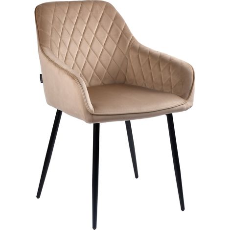 Poltrona Rello imbottita in velluto beige (1/5)