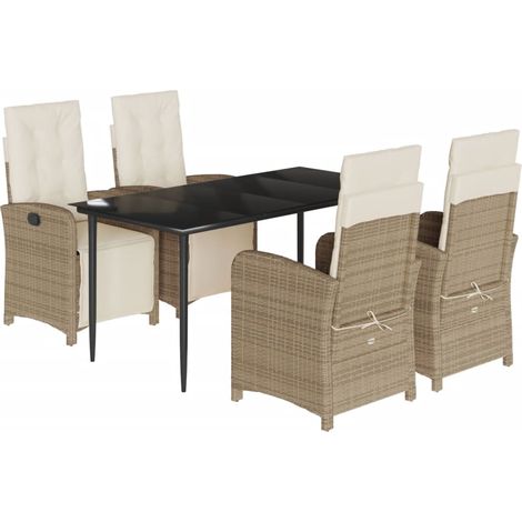Maison Exclusive - Set comedor de jardín 5 pzas con cojines ratán (1/5)