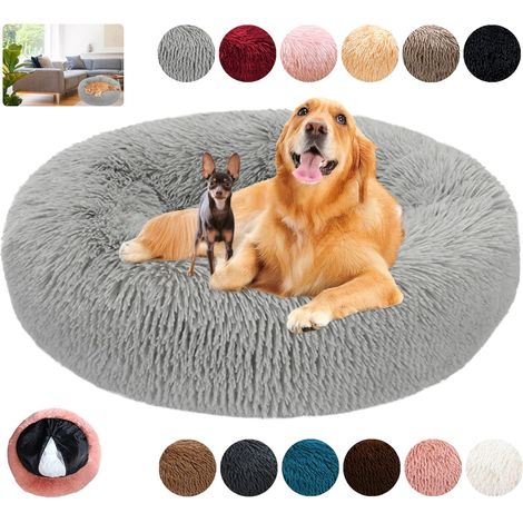 Panier Chien Rond,Grande Taille Apaisant Chien Coussin Lavable Anti-dérapant Anti Strss,Lit Chien Moelleux en Doux,Grand et Moyenne Tapis,12 Couleurs-GrayS-50cm/19.6in,AAFGVC