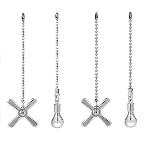 Lot de 2 ornements pour chaînette de ventilateur de plafond, chaînette d'extension pour chaînette, cordon décoratif en métal pour ampoule et ventilateur (1/5)