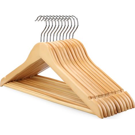 Lot de 10 crochets en bois pivotants 360°, cintres antidérapants gain de place