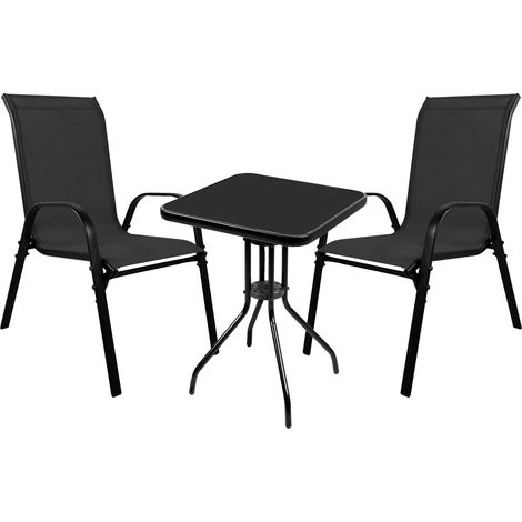 Bistrogarnitur 3-teilig mit Stapelstühlen Schwarz-MMC33081BB+2xMMC330887 (1/3)
