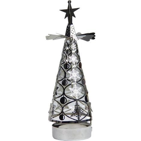 Bougie parfumée Noël avec support rotatif en forme d'arbre et lumière mobile (1/5)