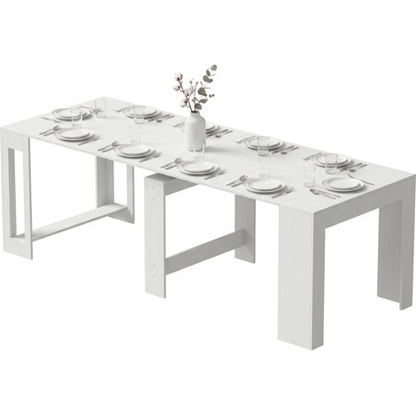 Console extensible pour 10 personnes, blanche (1/4)
