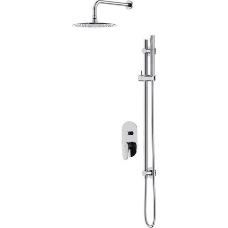 Cersanit Inverto - Set de douche avec mitigeur encastré, avec corps d’encastrement, diamètre 25 cm, chrome S952-005 (1/3)