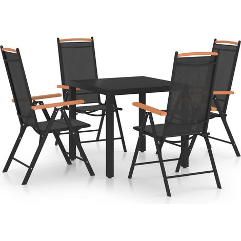 5-tlg. Garten-Essgruppe Aluminium Schwarz