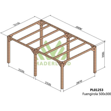 Pérgola de Madera Laminada Fuengirola (Maderland) - Gardeneas - 500 x 300 cm