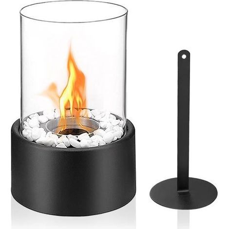 Cheminée de table - XMTECH - Portable - Bioéthanol - 16cm x H 27cm - Noir (1/4)