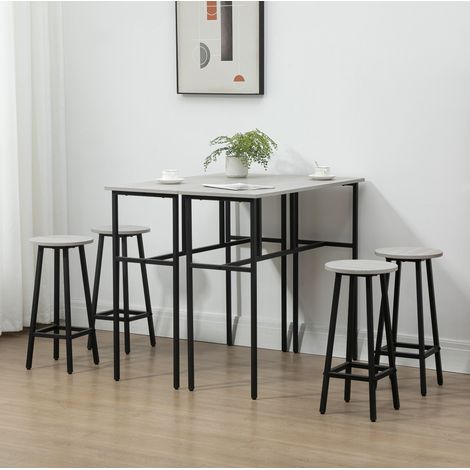 MEUBLIV Ensemble bar 6 pièces 100 x 80 x 90 cm gris et noir – gain de place (1/5)