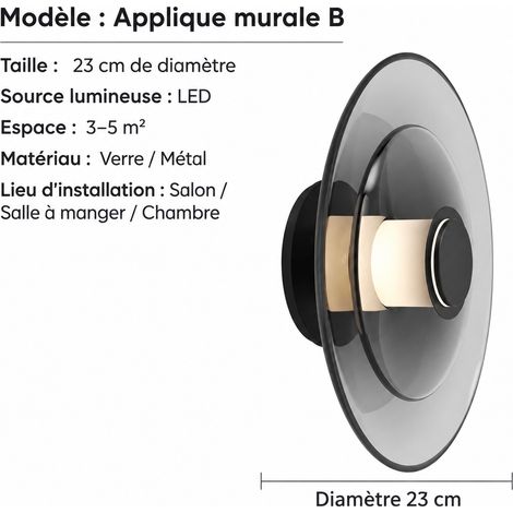 Applique murale modèle B diamètre 23 cm lumière neutre par défaut LED 31 × 31 × 19 cm 3 kg – Livraison gratuite