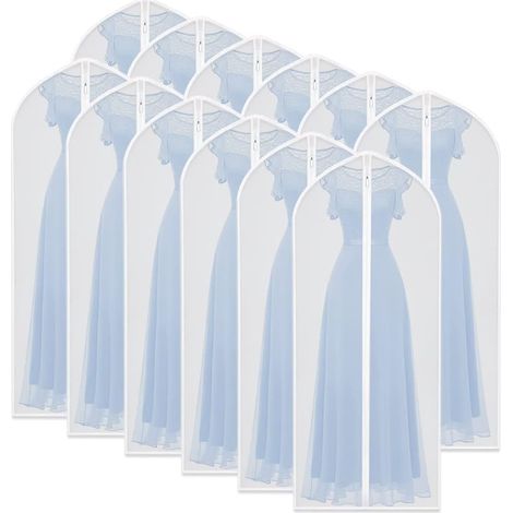 Garment Covers Bag 12 PCS Transparent Waterproof Dustproof Dresses Storage Bags for Wardrobe Storage Suit Cloth Cover Washable Clear Zipper Garment Bags for Long Dress Suits Gowns
