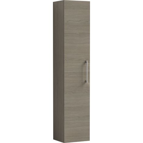 Balterley Bramshall Modern Bathroom 1 Soft Close Door Wall Hung Tall Storage Unit, Solace Oak with Handle, 300 mm (1/3)