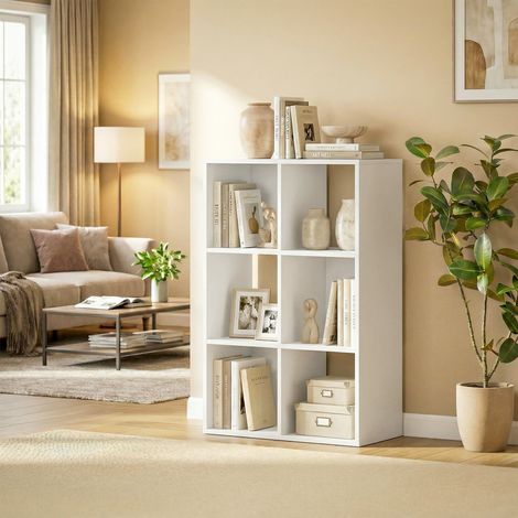 Libreria, scaffale autoportante con 3 ripiani, scaffale stretto con dispositivo antiribaltamento, scaffale contenitore per soggiorno, camera da letto, ufficio, bianco