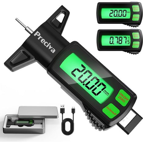 Digitaler Reifentiefenmesser 0-25,4mm mit Touchscreen & Hintergrundbeleuchtung (1/5)