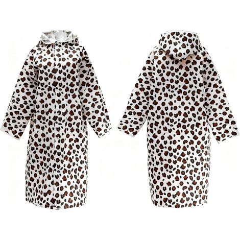 piece women's rain poncho, waterproof rain poncho, women's raincoat, women's rain clothing, rain protection, women's rain poncho with leopard print (Height 150-185 cm) (1/5)