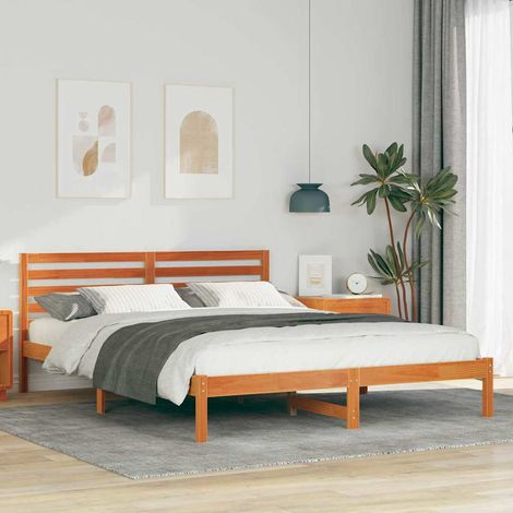Bettrahmen Wachsbraun 160 x 210 cm Massives Kiefernholz (1/5)