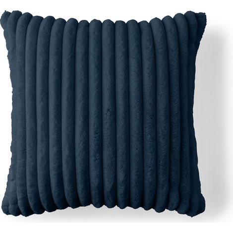 Sierra - coussin - en fausse fourrure côtelé - 60x60 cm - bleu ardoise (1/4)