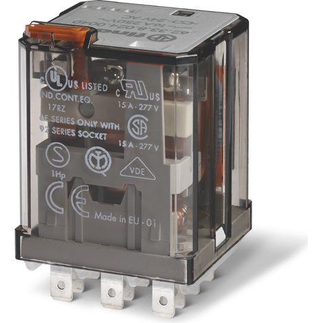 Relais de puissance 3RT 16A 24V DC bouton test et indicateur méca AgSnO2 FINDER 623390244040PAS