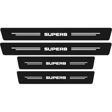 (4 pièces pour Superb) 4 autocollants de protection de seuil de porte pour Skoda Superb 3 Break 3V3 3V5 3T5 - imitation cuir et fibre de carbone - Accessoires de tuning (1/3)