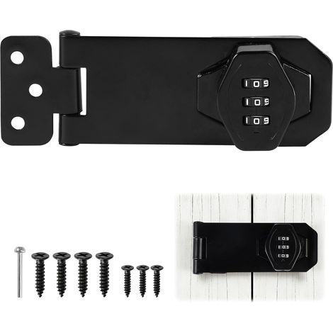 Serrure à Combinaison 4 Pouces Noire, Verrou Porte Serrure à Code pour Porte Extérieur, Loquet Sans Clé, Door Lock, Verrou à Code pour Armoire, Salle de Bain, Portail et Garage (1/5)