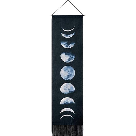 1 Tapiz de las fases de la luna, tela Oxford, decoración de pared, 30x135 cm, salón/dormitorio (1/5)