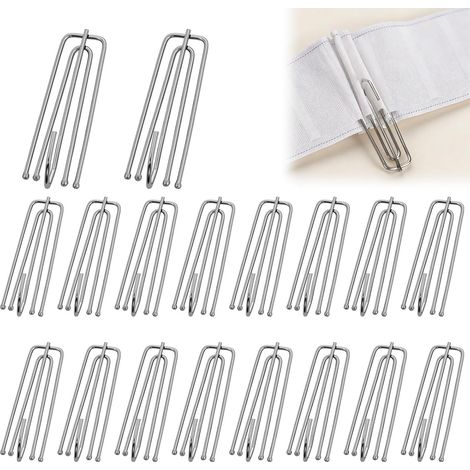 150 Pièces Crochets de Rideaux en Métal avec 4 Dents, Acier Inoxydable  Crochet à Rideaux, résistance à la Rouille, pour Rideaux avec Galon Fronceur (1/5)