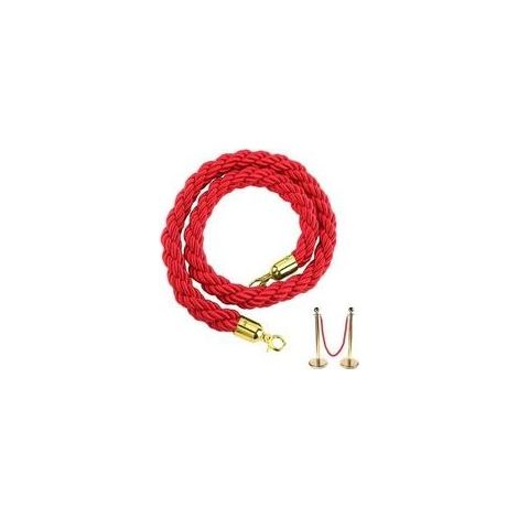 Corde de Guidage 1,5 m Corde Rouge avec Or Crochets Cordes de Barrière Cordon de Séparation pour Poteaux de Guidage Corde pour Système de Guidage pour Personnes pour Salons Hôtels (1/5)
