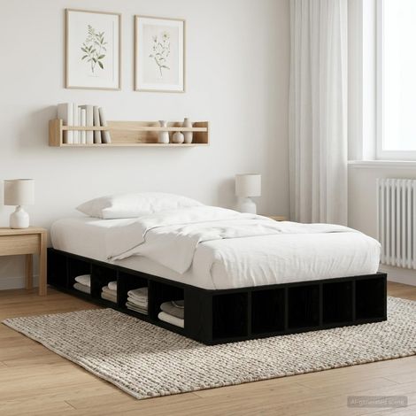 vidaXL Cadre de lit avec rangement avec étagère Chêne noir 80 x 200 cm (1/5)