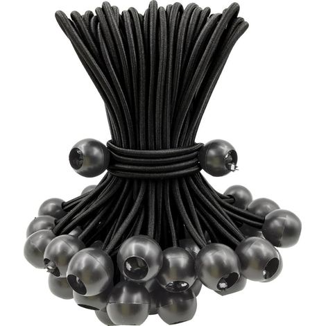 Spanngummis mit Kugel 15cm, 50 Stück, Schwarz (1/5)