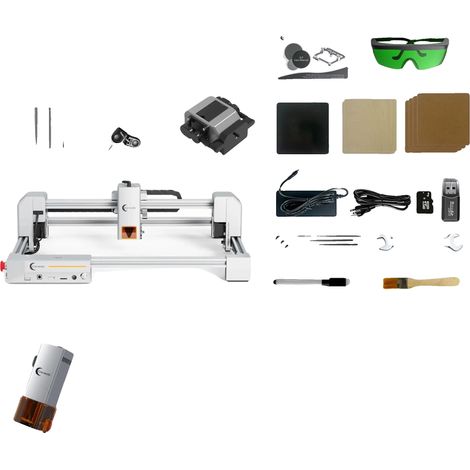 Grabadora láser, área de grabado de 300 x 300 mm, conectividad USB y Wi-Fi, color plata, 20 W óptica, UE (1/2)