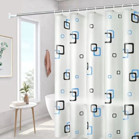 Rideau de Douche Décoratif Motif Océan Géométrique - Tissu Imperméable Abstrait Plage - pour Salle de Bain - 152x178cm (60"x70")