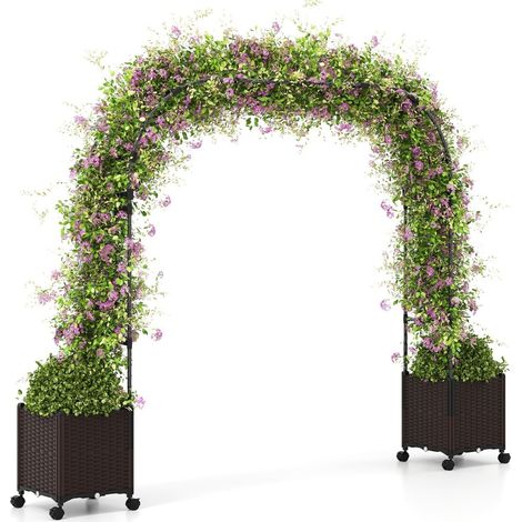 Arche de jardin avec pots, treillis métallique pour plantes grimpantes (1/5)